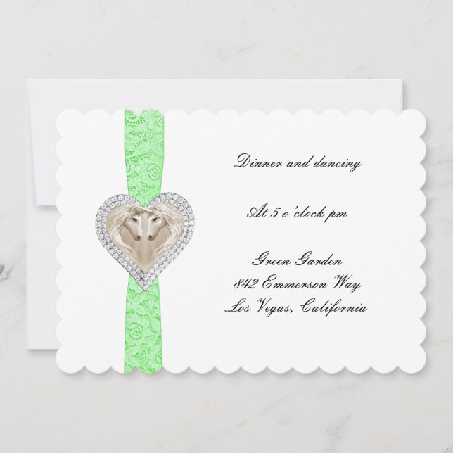 Carte de réception Unicorn Green Lace Wedding (Devant)