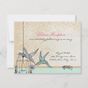 Carte de réception Whimsical Vintage Bird Cage Mar