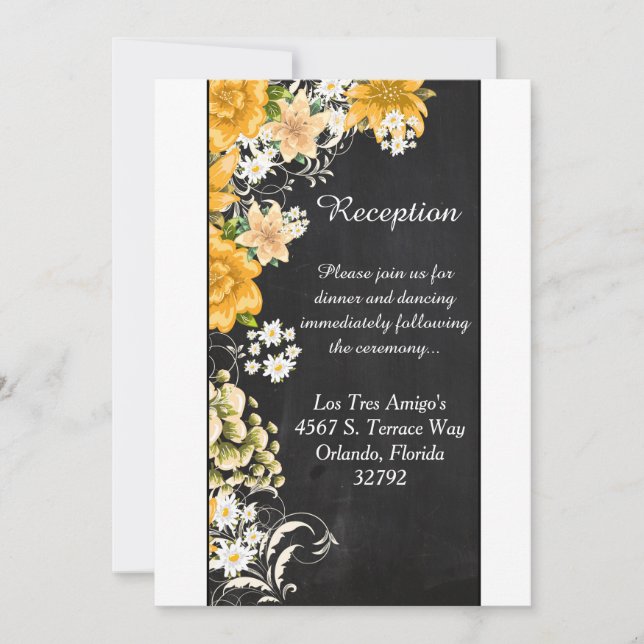 Carte de réception Yellow Rose Chalkboard 3,5x7 (Devant)