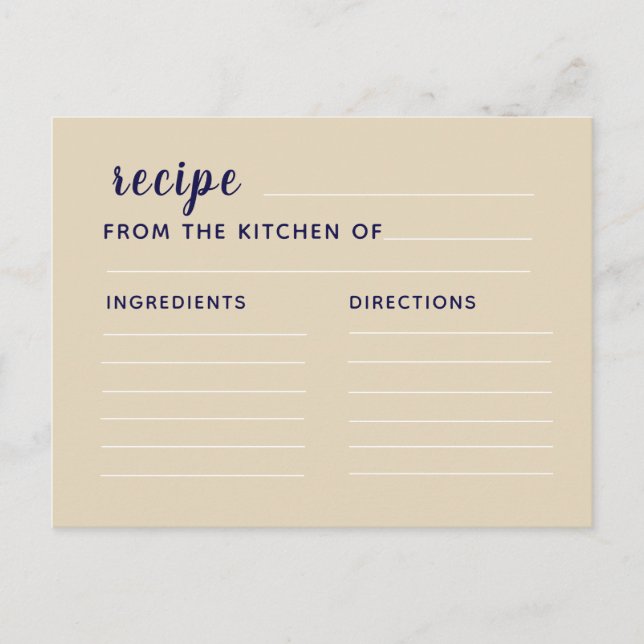 Carte de recette (Devant)