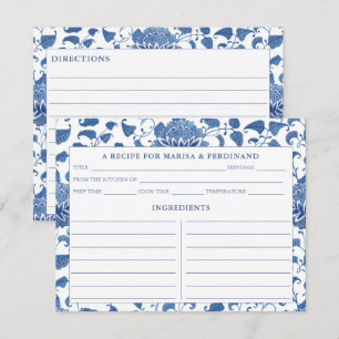 Carte de recette à motif élégant de porcelaine ble