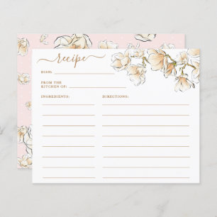 Carte de recette Aquarelle rose Magnolia