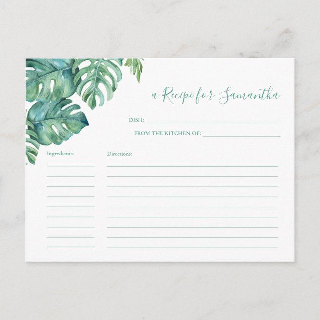 Carte de recette Aquarelle Tropica Monstera Palm L (Devant)