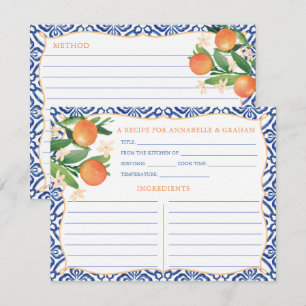 Carte de recette aux oranges aquarelles et carreau