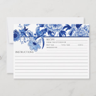 Carte de recette Bleu Blanc Chinoiserie Bird Brida