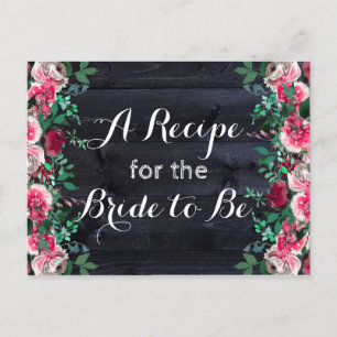 Carte de recette Blush & Navy Wood Burgundy Bride