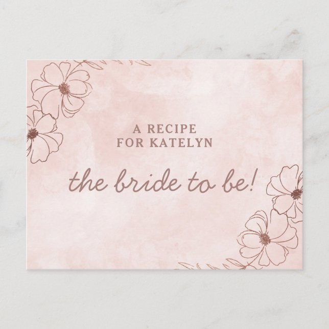 Carte de recette Blush Pink & Rose Gold Bride to B (Devant)