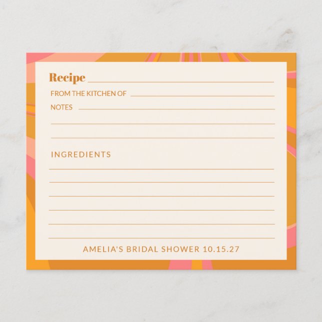 Carte de recette Boho Fête des mariées en marbre r (Devant)