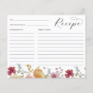 Carte de recette Boho Fleur sauvage Fête des marié