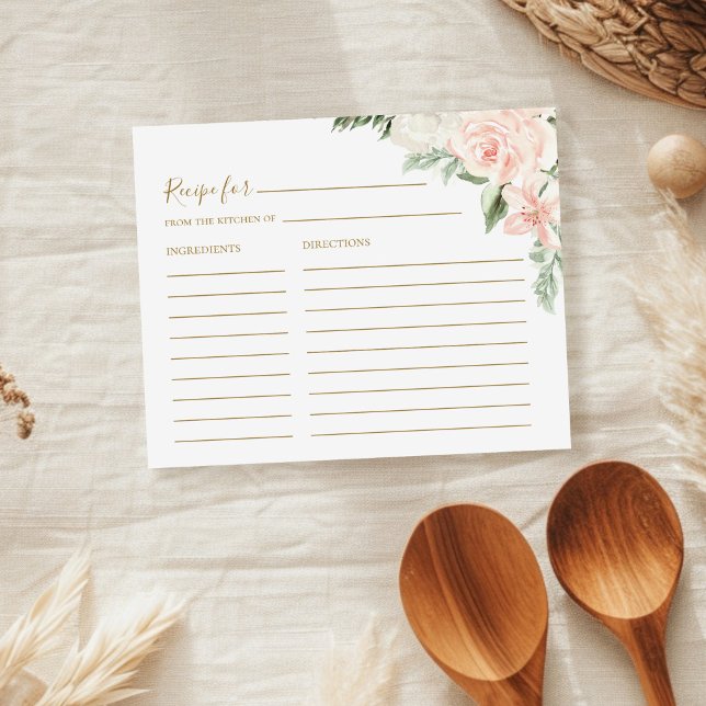Carte de recette Boho Floral Blush Fête des mariée (Créateur téléchargé)