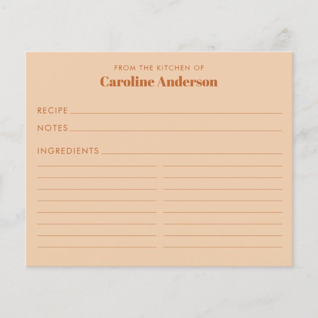 Carte de recette Brown Tan Tan personnalisée dans  (Devant)