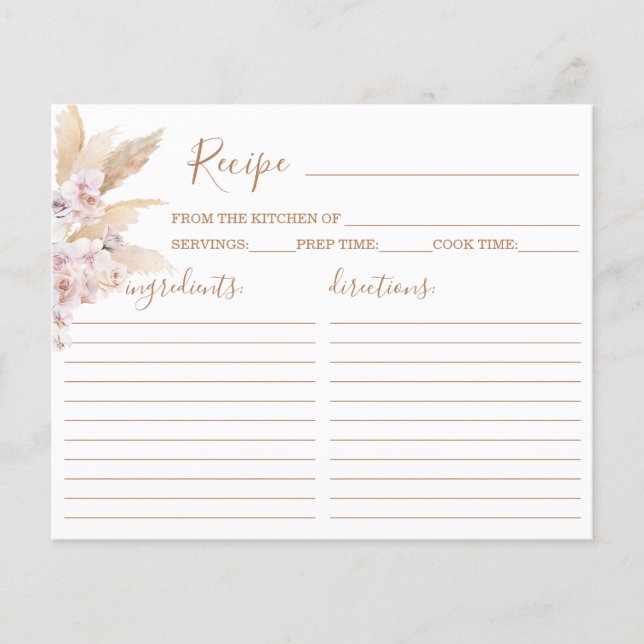 Carte de recette Chic Boho Pampas Grass Boho (Devant)