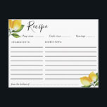 Carte de recette citrons aquarelle<br><div class="desc">Une belle aquarelle verdure et feuillage avec citrons peints et fleurs blanches. Les caractéristiques de ce design peuvent être personnalisées.</div>