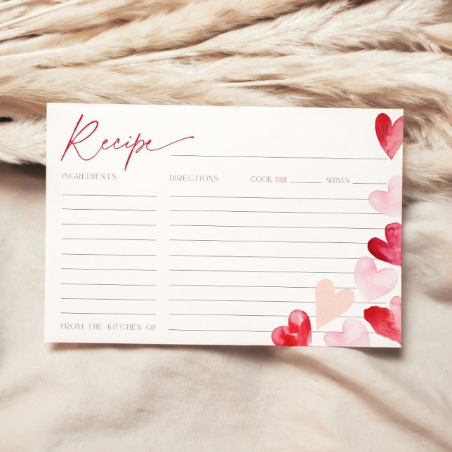 Carte de recette cœurs roses Saint-Valentin Enterr (Créateur téléchargé)