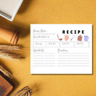 Carte de recette confortable dessinée à la main