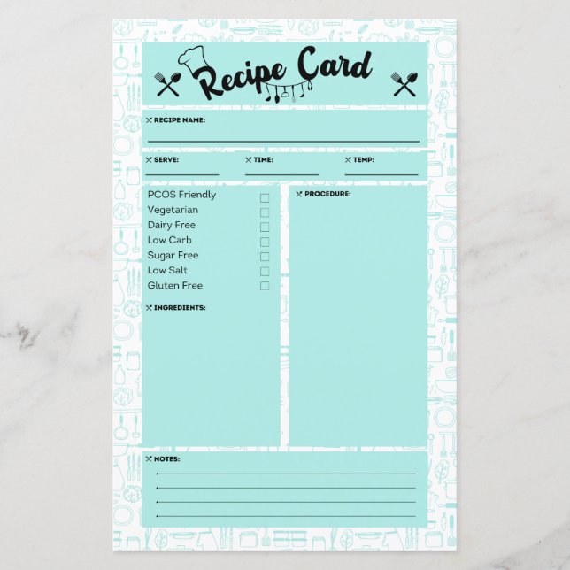 Carte de recette conviviale PCOS (Devant)