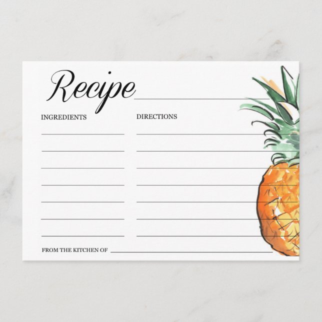 Carte de recette d'ananas (Devant)
