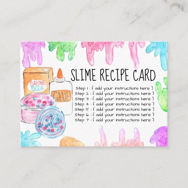 Carte de recette d'anniversaire fête de slime (Devant)