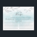 Carte de recette d'aquarelle bleu moderne<br><div class="desc">Carte Recette d'aquarelle bleu. Avant de la carte a de l'espace pour le titre de la recette,  de la cuisine de & ingrédients. L'arrière a une ligne pour les directions. Les invitations correspondantes sont disponibles dans notre boutique</div>
