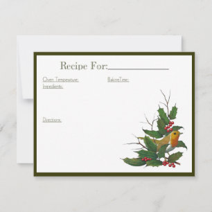 Carte de recette d'art de Noël : Robin anglais, Ho