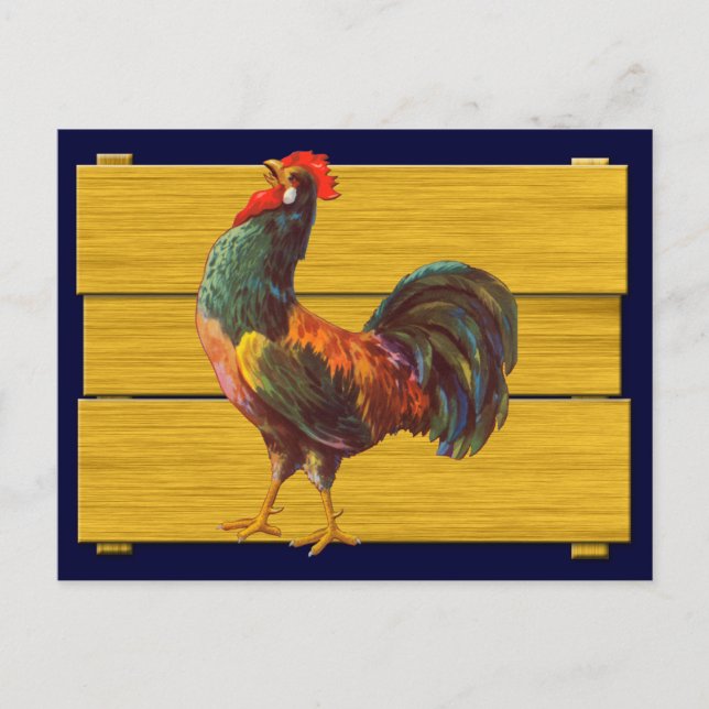 Carte de recette d'art vintage Rooster Crate (Devant)
