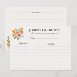 Carte de recette d'automne – Cuisine aquarelle
