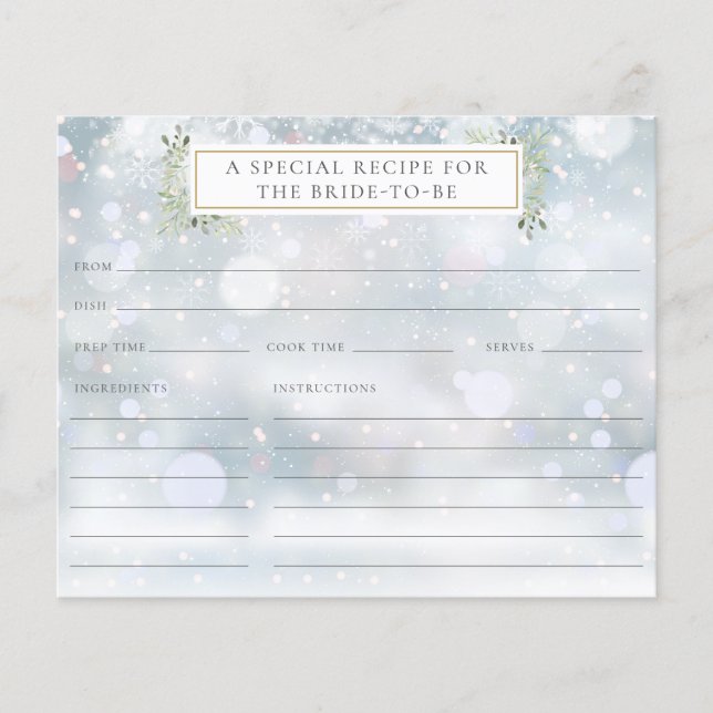 Carte de recette de Baby Shower de Fleurs d'Hiver (Devant)