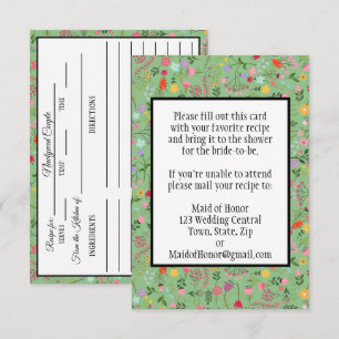 Carte de recette de Baby Shower "Jardin de fleurs