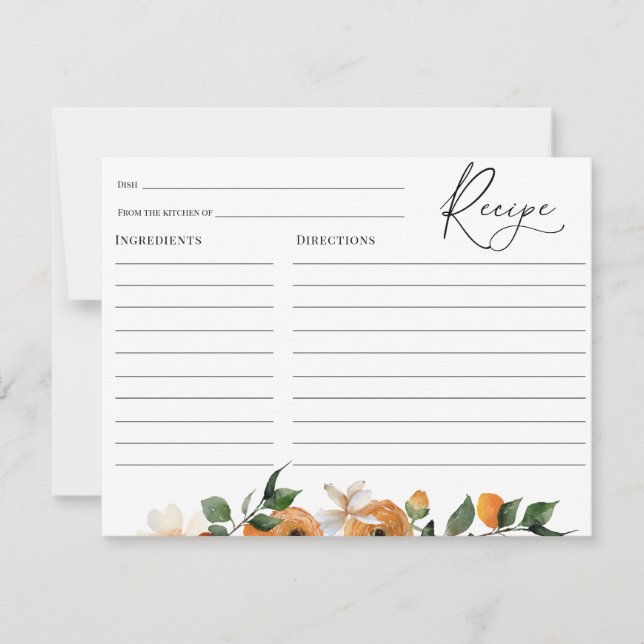 Carte de recette de Baby Shower pour mariage de fl (Devant)
