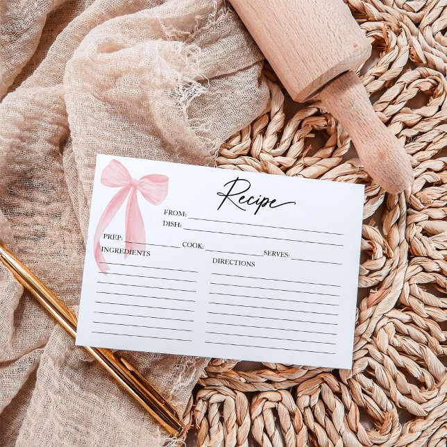 Carte de recette de Baby Shower Rose Bow (Créateur téléchargé)