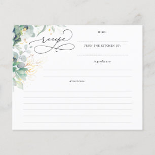 Carte de recette de Baby Shower Succulents Vert do