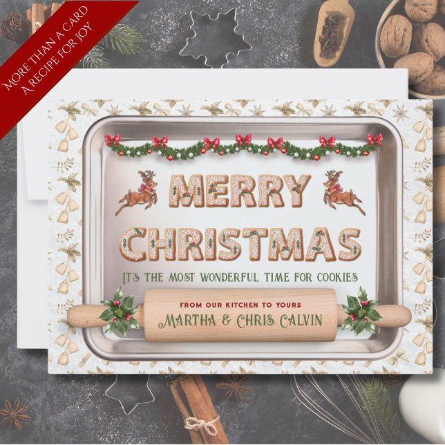Carte de recette de biscuits aux rennes de Noël fa (Elevate your holiday greetings by sharing a cherished Christmas cookie recipe)