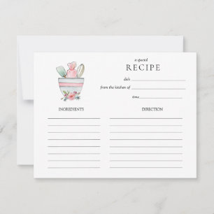 Carte de recette de bol mélangeur aquarelle avec u