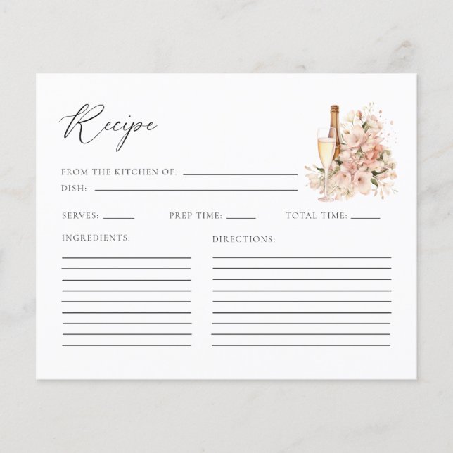 Carte de recette de brunch élégant et de shower de (Devant)