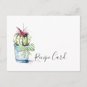 Carte de recette de cactus aquarelle