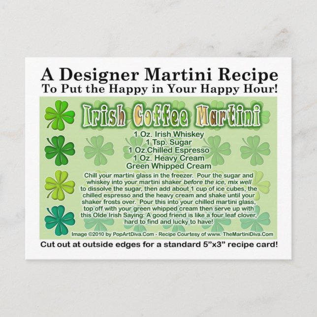 Carte de recette de café irlandais St. Patrick's D (Devant)