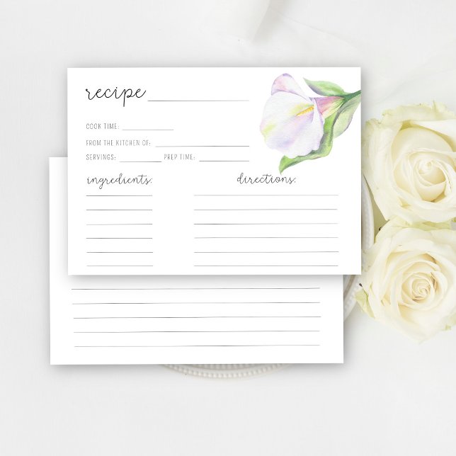 Carte de recette de calla blanc (Créateur téléchargé)