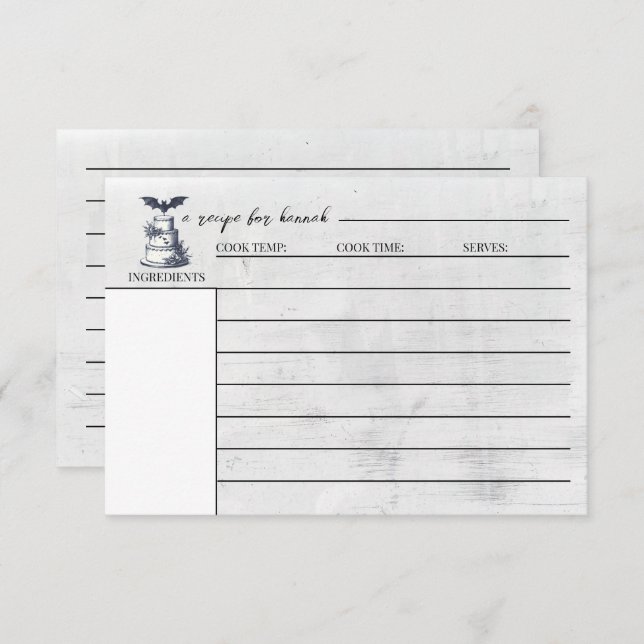 Carte de recette de chaume de gâteau (Devant / Derrière)