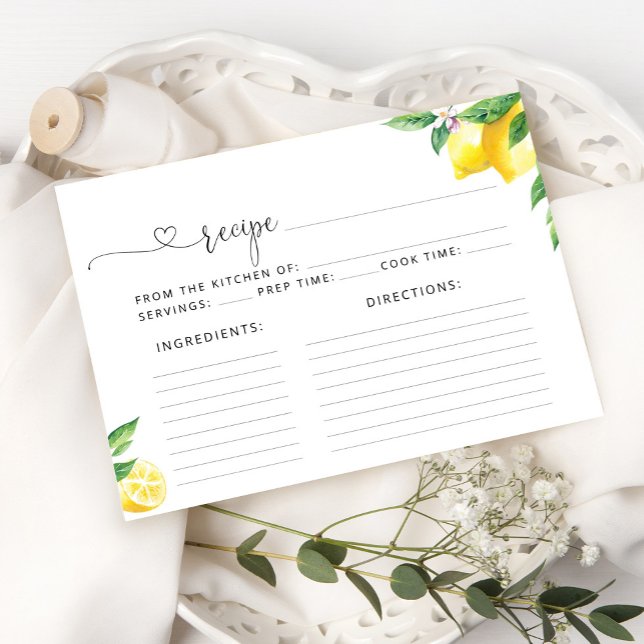 Carte de recette de citrons d'aquarelle (Créateur téléchargé)
