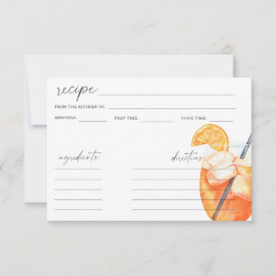 Carte de recette de cocktail Aperol spritz à l'aqu