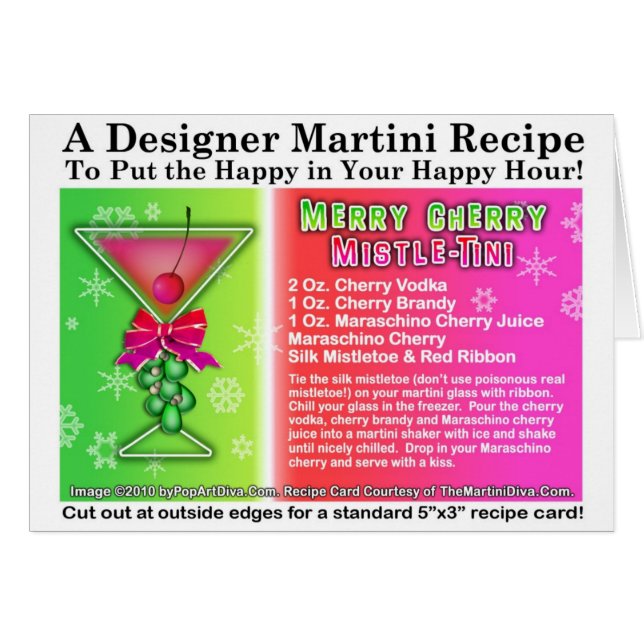 CARTE DE RECETTE DE COCKTAIL DE NOËL DE LA CERISE (Devant horizontal)