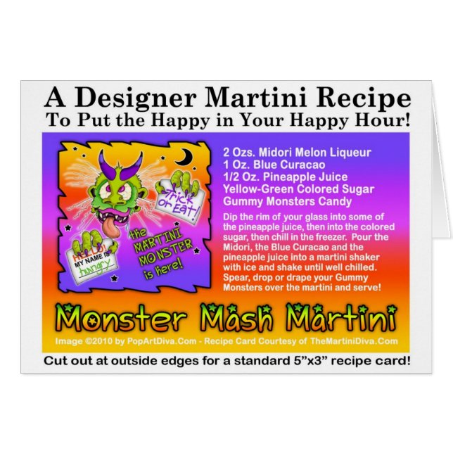 Carte de recette de cocktail Monster Mash Hallowee (Devant horizontal)