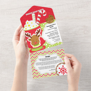 Carte de recette de cookie renne au cacao chaud mi