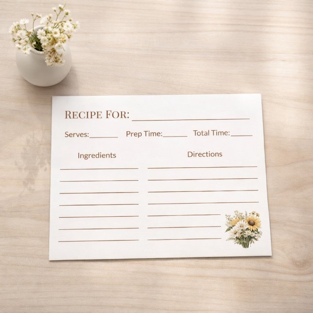 Carte de recette de cuisine Rustic Sunflower (Créateur téléchargé)