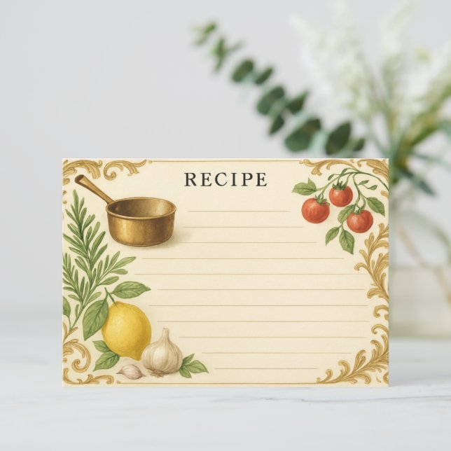 Carte de recette de cuisine toscane (Debout devant)