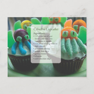 Carte de recette de cupcakes de Cthulhu sur postca