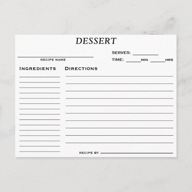 Carte de recette de dessert de Fête des mariées (Devant)