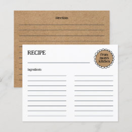 Carte de recette de doodle rustique de la CUISINE 