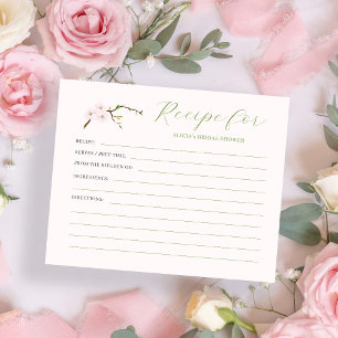 Carte de recette de douche à nuptiale rose pâle