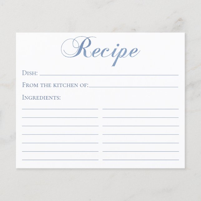 Carte de recette de douche de mariage en écriture  (Devant)